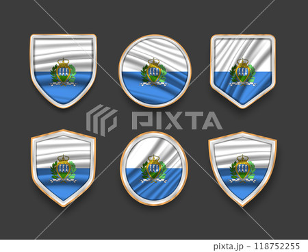 set of flags in frames with various frame shapes 118752255