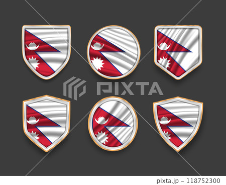 set of flags in frames with various frame shapes 118752300
