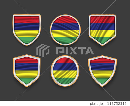 set of flags in frames with various frame shapes 118752313