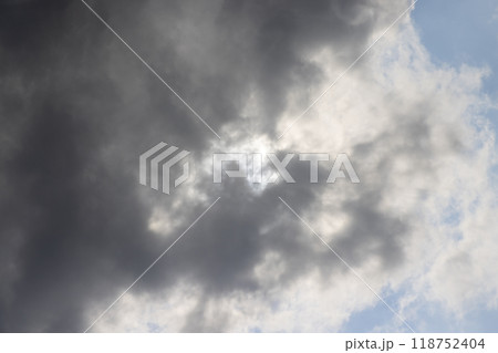 blue sky with clouds and sun 118752404