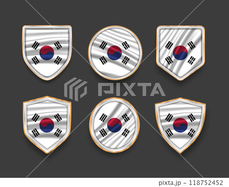 set of flags in frames with various frame shapes 118752452