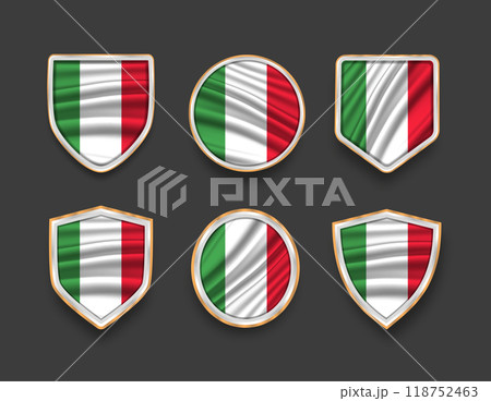 set of flags in frames with various frame shapes 118752463
