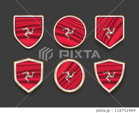 set of flags in frames with various frame shapes 118752464