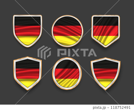 set of flags in frames with various frame shapes 118752491