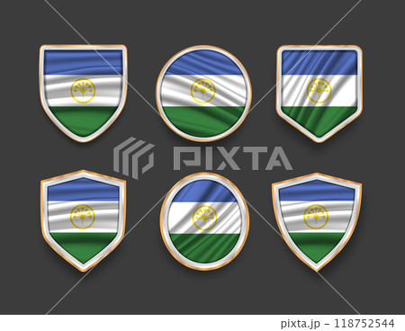 set of flags in frames with various frame shapes 118752544