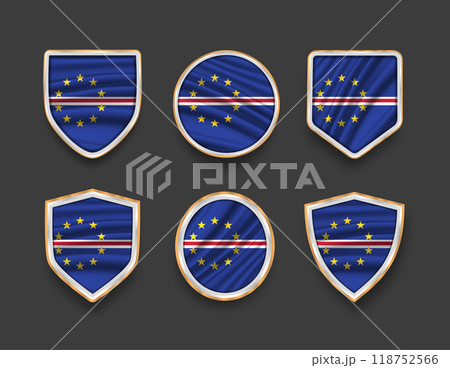 set of flags in frames with various frame shapes 118752566