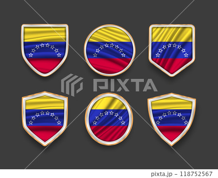set of flags in frames with various frame shapes 118752567