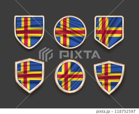 set of flags in frames with various frame shapes 118752597