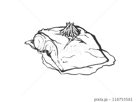 サバの味噌煮の手描き筆絵風イラスト 118753581