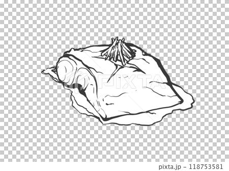 サバの味噌煮の手描き筆絵風イラスト 118753581