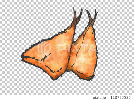 炸竹莢魚手繪畫筆畫風格插畫 炸竹莢魚手繪畫筆畫風格插畫 118753586