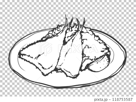 炸竹莢魚手繪畫筆畫風格插畫 118753587