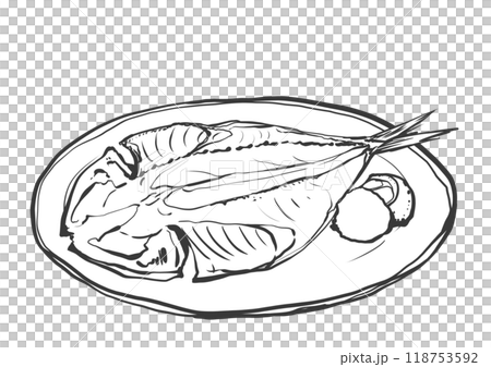 アジの開きの手描き筆絵風イラスト 118753592