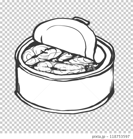 サバの水煮缶の手描き筆絵風イラスト 118753597