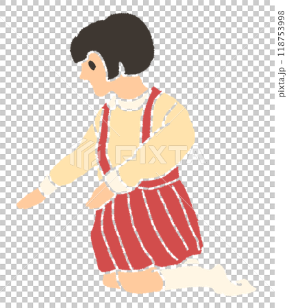 鉛筆畫風格昭和女孩無線條畫的彩色插圖 鉛筆畫風格昭和女孩無線條畫的彩色插圖 118753998