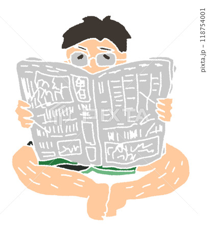 鉛筆画風の昭和のお父さんの線画無しのカラーイラスト 118754001