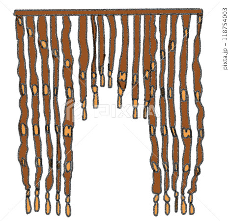 鉛筆画風の昭和の室内すだれのカラーイラスト 118754003