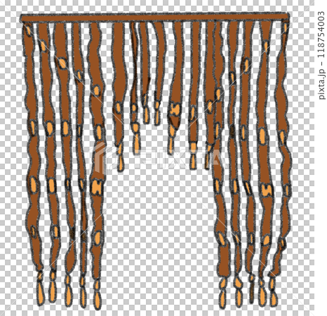 鉛筆畫風格的昭和時代室內竹百葉窗的彩色插圖 118754003