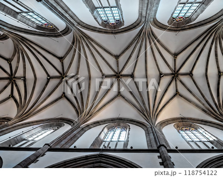 Gothic ribbed vault in historical Basilica of Holy Trinity, Krakow Poland Gothic ribbed vault in historical Basilica of Holy Trinity, Krakow Poland 118754122