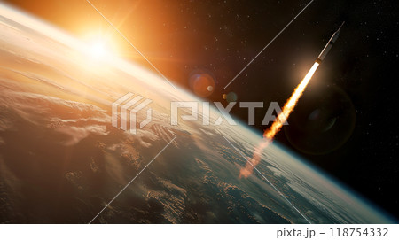 宇宙へ向かうロケット 118754332