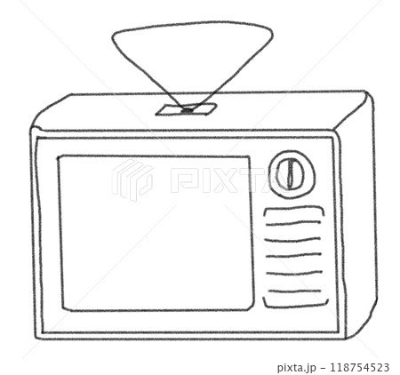 鉛筆画風の昭和のテレビ話の線画イラスト 118754523