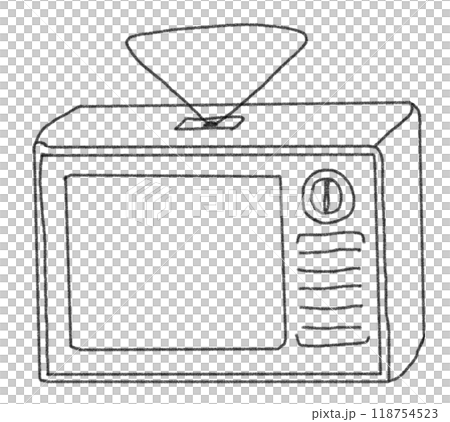 鉛筆畫風格昭和電視故事的線條畫插圖 鉛筆畫風格昭和電視故事的線條畫插圖 118754523