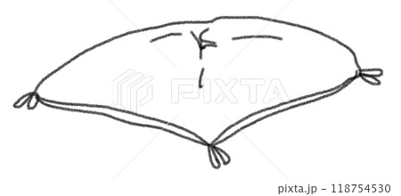 鉛筆画風の座布団の線画イラスト 鉛筆画風の座布団の線画イラスト 118754530