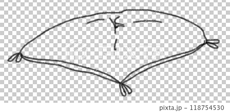 鉛筆画風の座布団の線画イラスト 鉛筆画風の座布団の線画イラスト 118754530