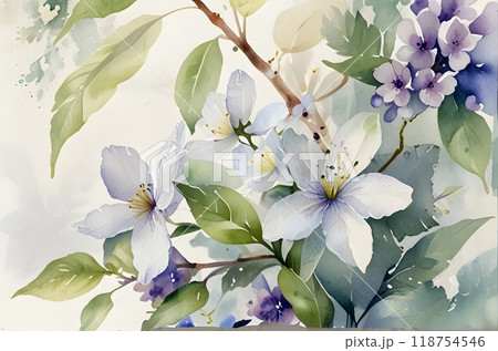 Sweet flower watercolor. soft pastel colors water color seamless pattern for beauty products or other. 118754546