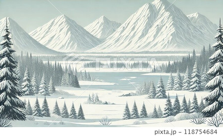 雪化粧された山 118754684