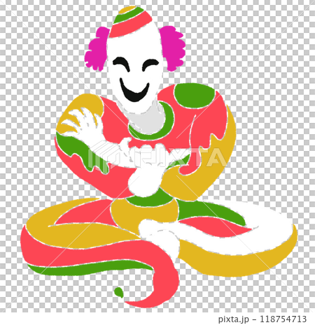 鉛筆畫風格小丑的彩色插圖 鉛筆畫風格小丑的彩色插圖 118754713