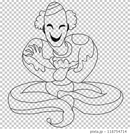 鉛筆画風のピエロの線画イラスト 118754714