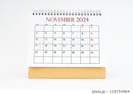 October 2024 desktop calendar isolated on white background, Planing or appointment. 118754964