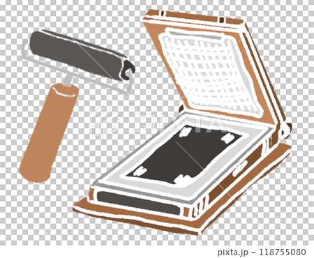 鉛筆画風の昭和のガリ版のカラーイラスト 鉛筆画風の昭和のガリ版のカラーイラスト 118755080