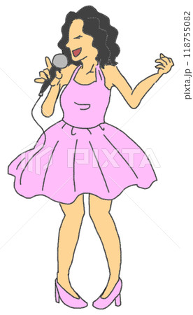 鉛筆画風の昭和風の女の子のアイドルのカラーイラスト 鉛筆画風の昭和風の女の子のアイドルのカラーイラスト 118755082