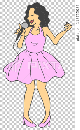 鉛筆画風の昭和風の女の子のアイドルのカラーイラスト 鉛筆画風の昭和風の女の子のアイドルのカラーイラスト 118755082