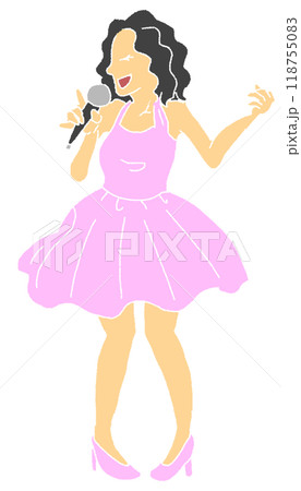 鉛筆画風の昭和風の女の子のアイドルの線画無しのカラーイラスト 鉛筆画風の昭和風の女の子のアイドルの線画無しのカラーイラスト 118755083