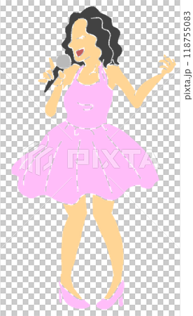 鉛筆画風の昭和風の女の子のアイドルの線画無しのカラーイラスト 鉛筆画風の昭和風の女の子のアイドルの線画無しのカラーイラスト 118755083
