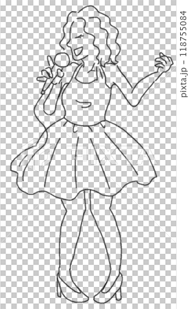 鉛筆画風の昭和風の女の子のアイドルの線画イラスト 鉛筆画風の昭和風の女の子のアイドルの線画イラスト 118755084
