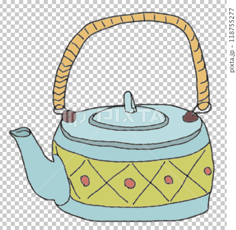 Color illustration of a Showa-era teapot in pencil style 118755277