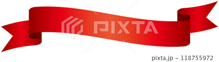 カーブのついたシンプルなグラデーションリボンの単品イラスト6(赤) カーブのついたシンプルなグラデーションリボンの単品イラスト6(赤) 118755972