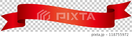 カーブのついたシンプルなグラデーションリボンの単品イラスト6(赤) カーブのついたシンプルなグラデーションリボンの単品イラスト6(赤) 118755972