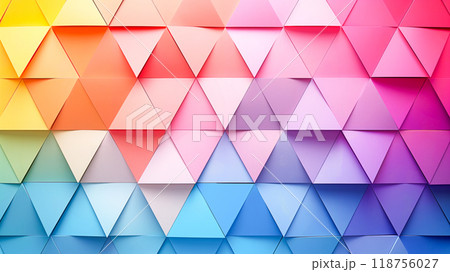 Colorful Geometric Triangle Pattern in a Vibrant Gradient Design With Various Hues 118756027