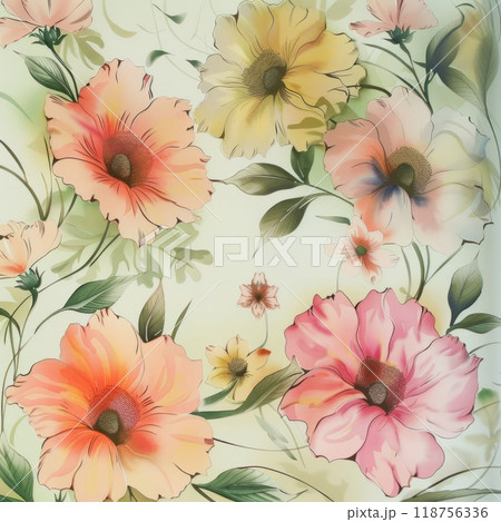 Colorful Floral Pattern Featuring Vibrant Flowers With Soft Pastel Backgrounds. Generative AI 118756336