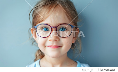 Beautiful little girl with glasses isolated 118756388