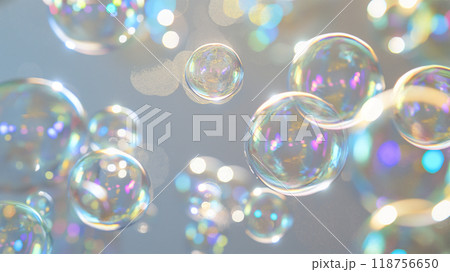 Bubbles Floating in the Sunlight. Generative AI 118756650