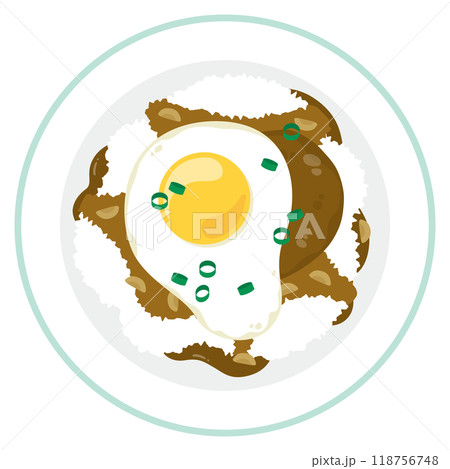 皿に盛りつけられたロコモコ 皿に盛りつけられたロコモコ 118756748