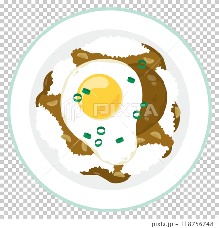 Loco moco served on a plate 118756748