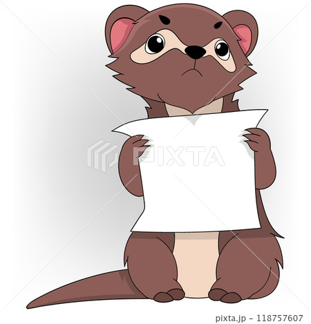 mongoose is standing holding blank paper template for text mongoose is standing holding blank paper template for text 118757607