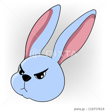 blue rabbit head is expressing anger 118757619